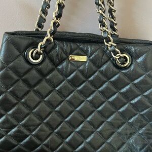 Kate Spade Black Quilted Shoulder Bag with Gold Chain